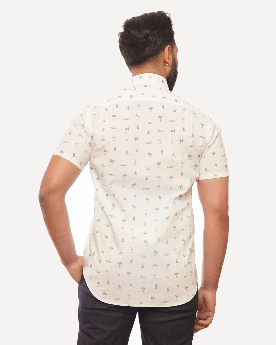 Men 18 Waits Shirts | Short Sleeve Dylan | Bahama Breeze (White)