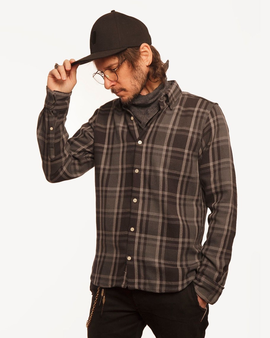 Men 18 Waits Shirts | Long Sleeve Dylan Shirt | Baja Plaid Ash