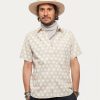 Men 18 Waits Shirts | Short Sleeve Dylan Shirt | Tipsy Linen Dots - Natural White