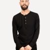 Men 18 Waits Knits | T-Shirts | Heritage Henley | Black Hemp