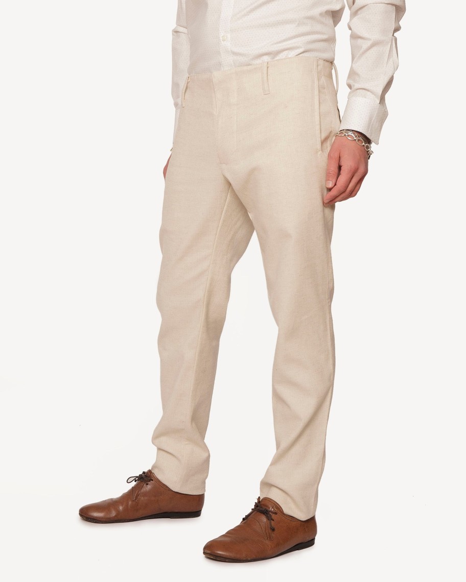 Men 18 Waits | Signature Trouser | Natural Flecked Linen