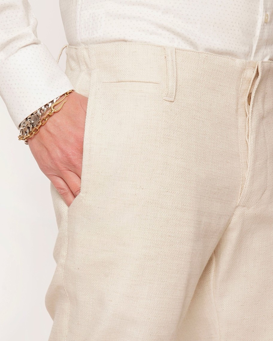 Men 18 Waits | Signature Trouser | Natural Flecked Linen