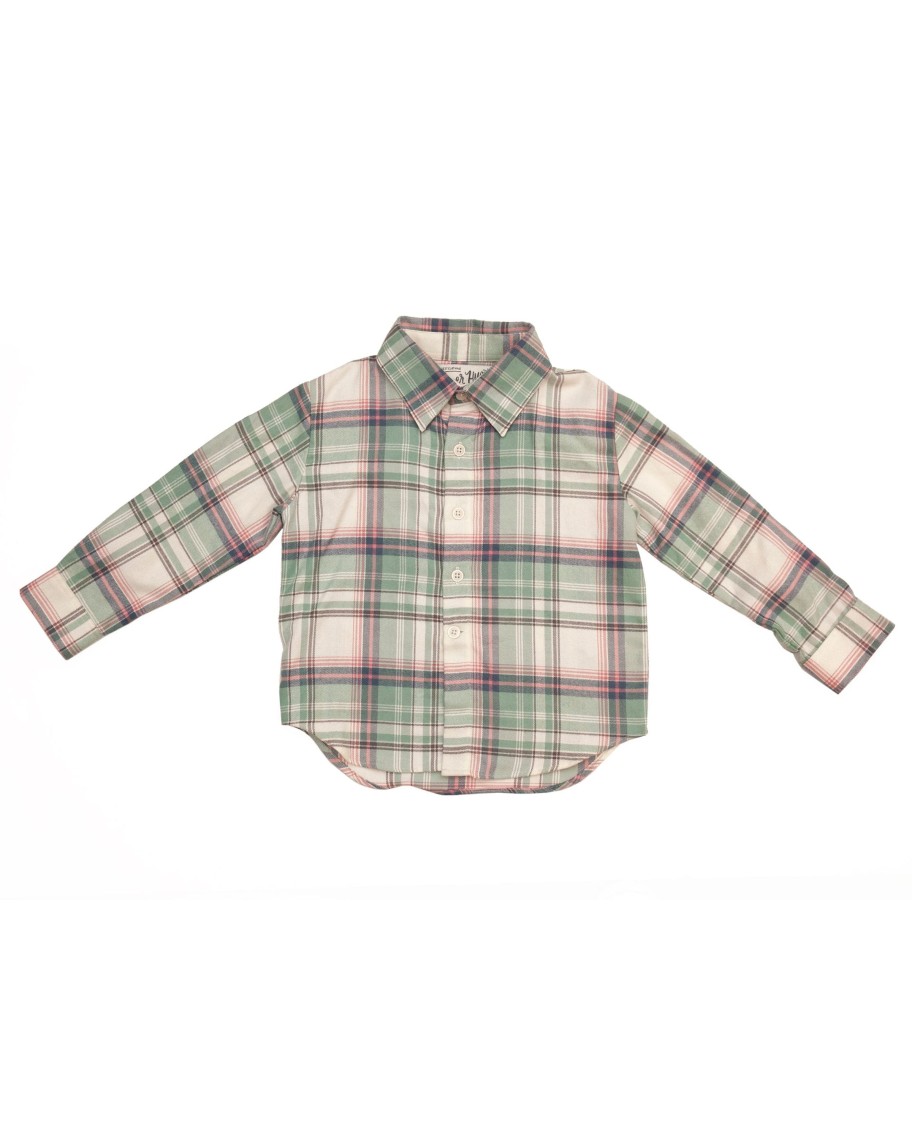 Kids 18 Waits | Long Sleeve Shirt | Mint Plaid