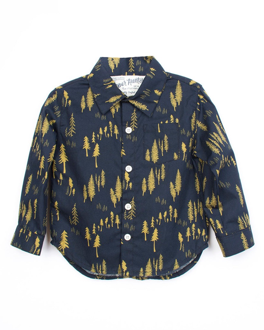 Kids 18 Waits | Long Sleeve Shirt | Navy Woodlands