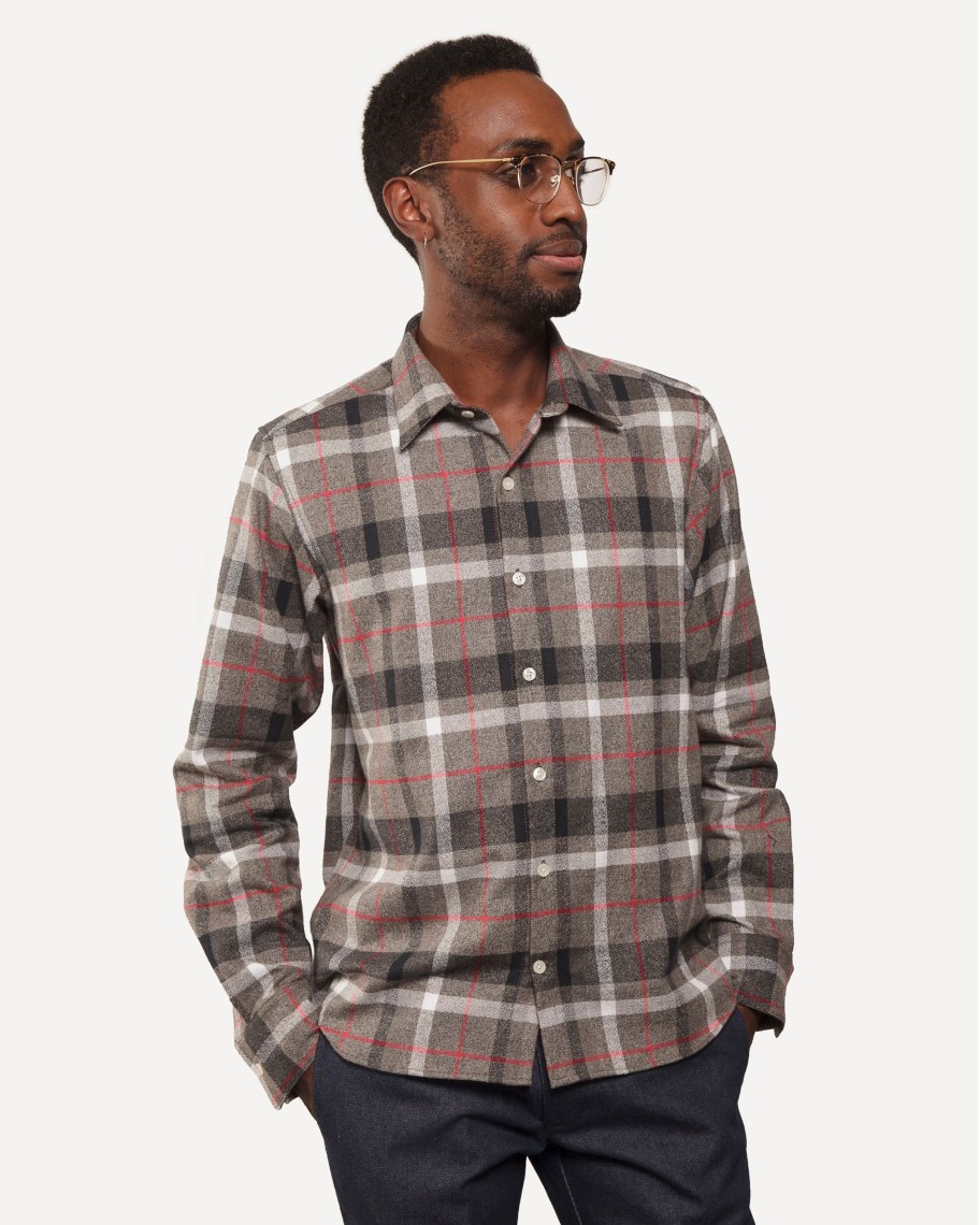 Men 18 Waits Shirts | Long Sleeve Dylan Shirt | Mammoth Flannel - Smoke