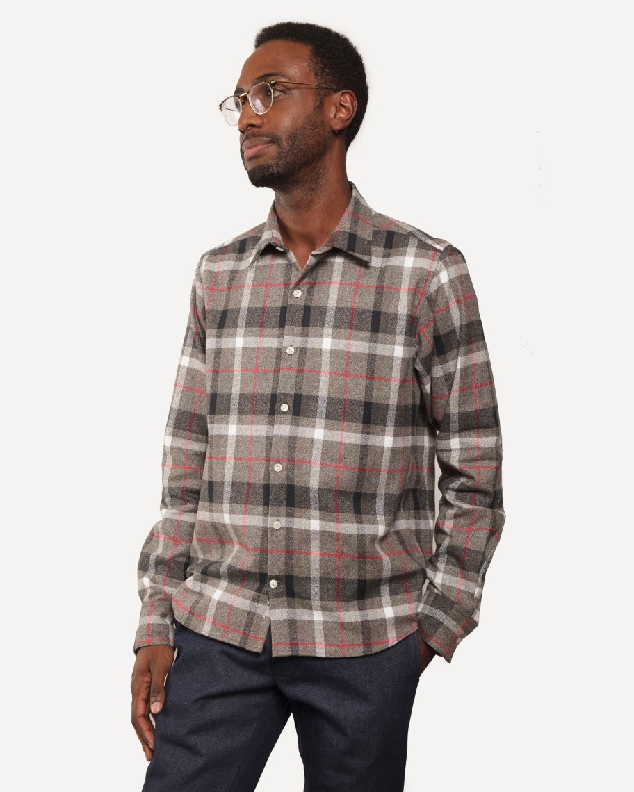 Men 18 Waits Shirts | Long Sleeve Dylan Shirt | Mammoth Flannel - Smoke