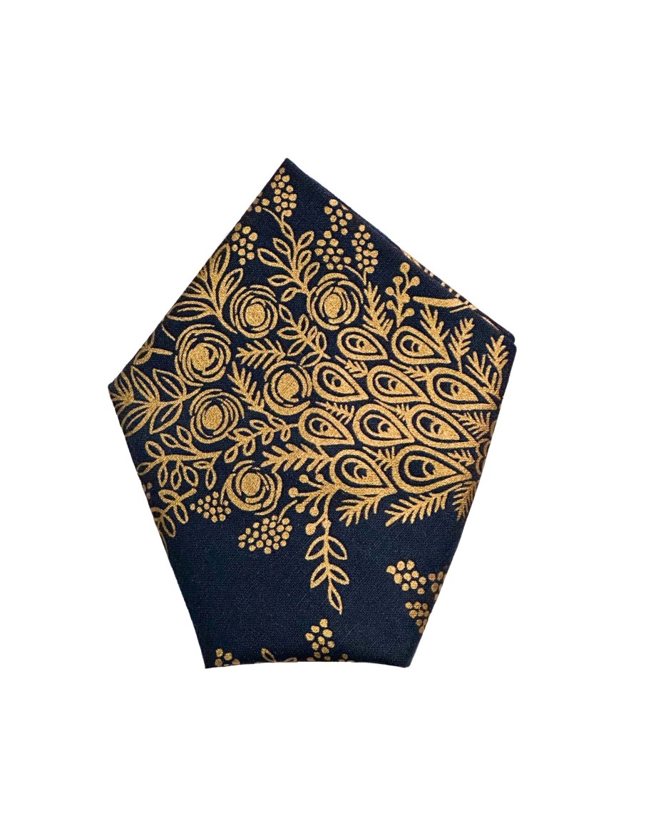 Men 18 Waits Ties & Pocket Squares | Pocket Square | Navy Peacocks