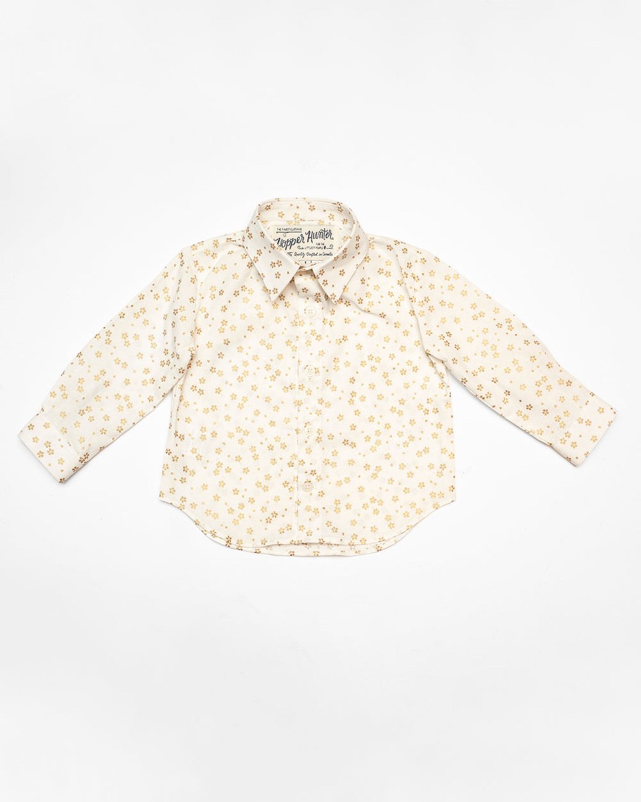 Kids Hopper Hunter | Long Sleeve Shirt | White Golden Flowers