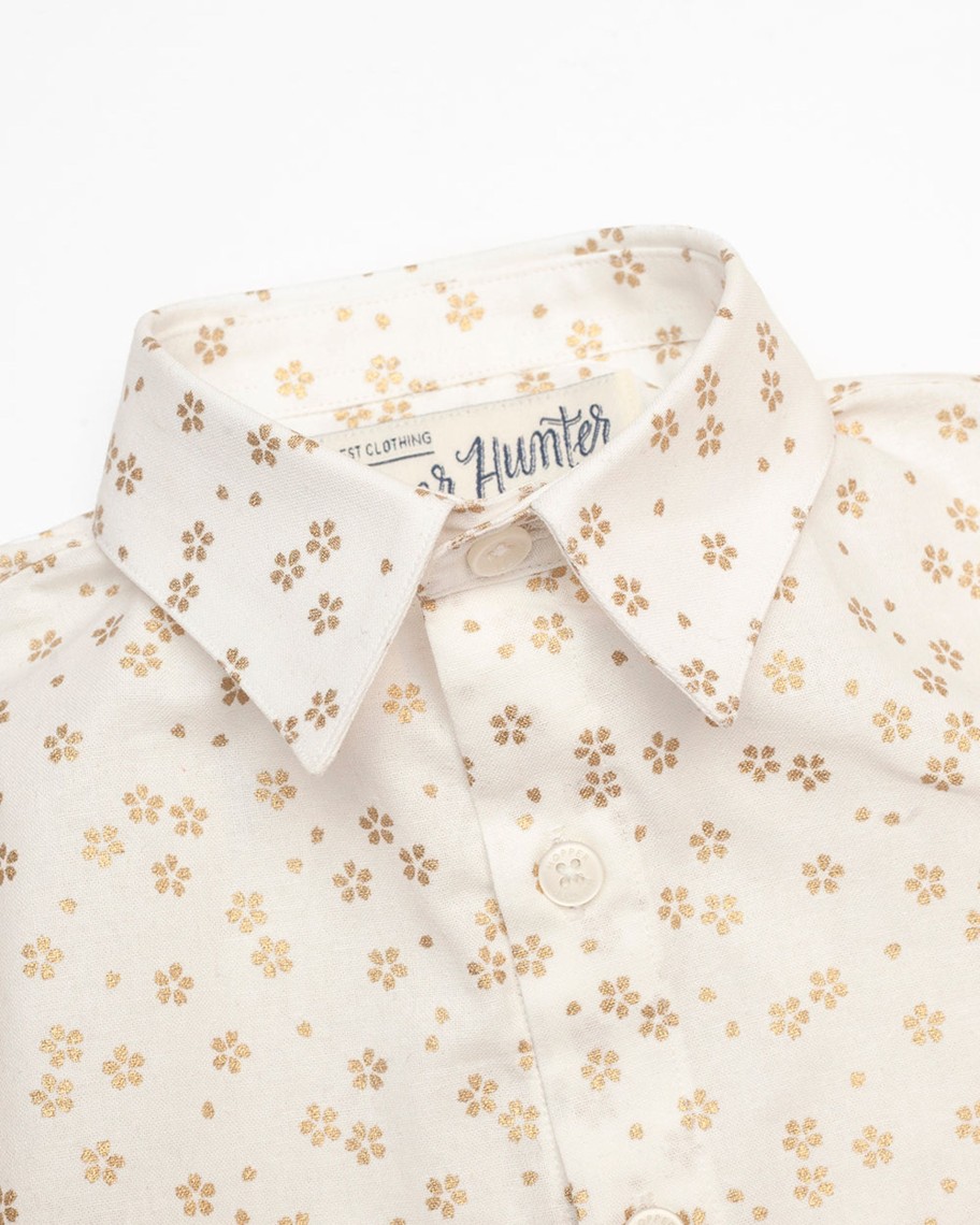 Kids Hopper Hunter | Long Sleeve Shirt | White Golden Flowers