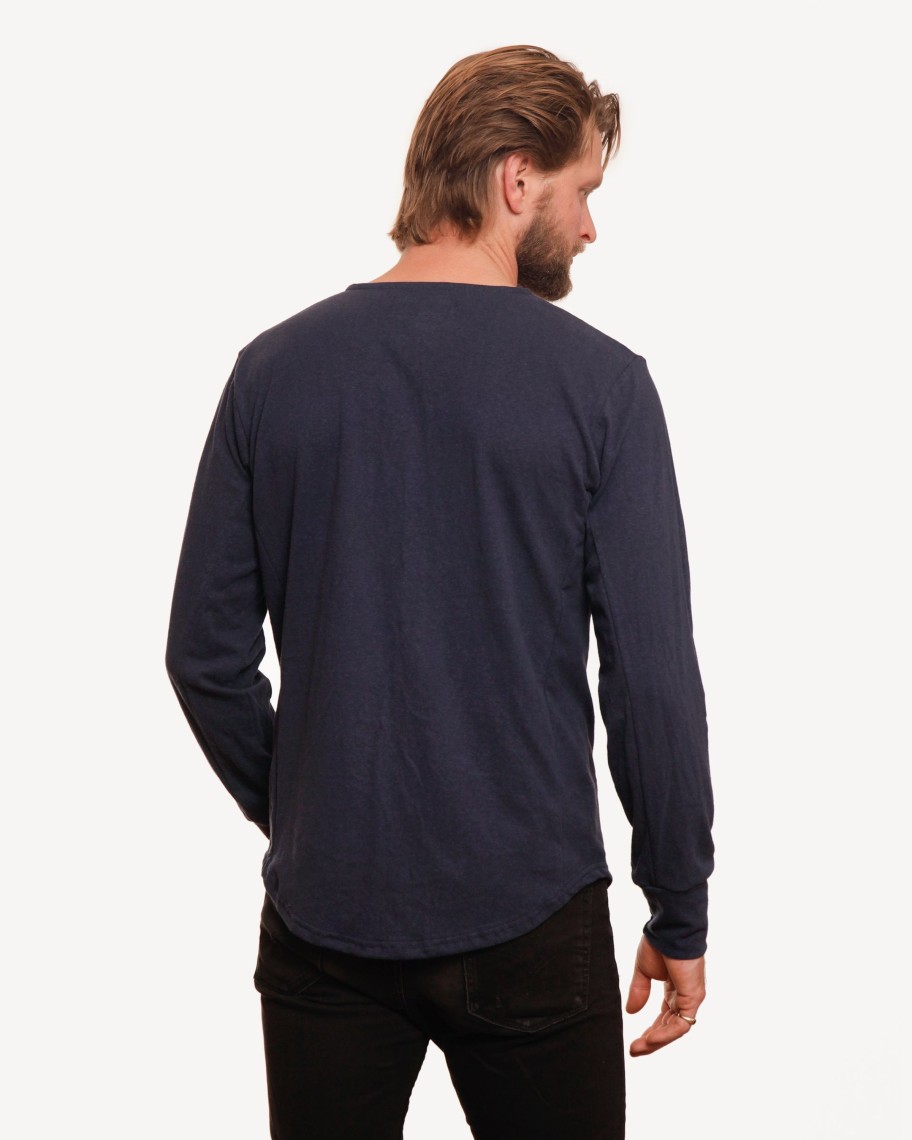 Men 18 Waits Knits | T-Shirts | Heritage Henley | Navy Hemp