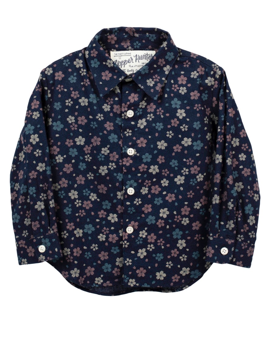 Kids Hopper Hunter | Long Sleeve Shirt | Navy Wildflowers