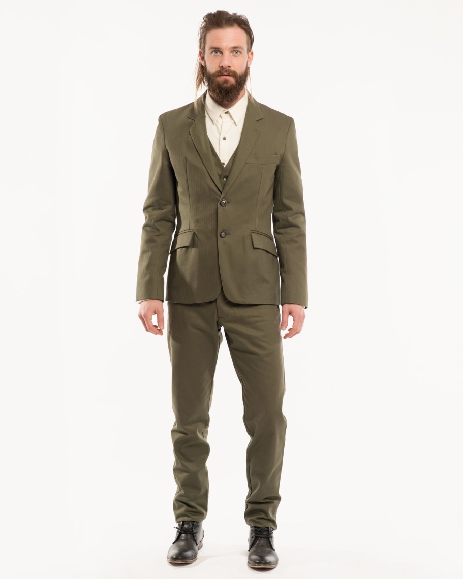 Men 18 Waits | The Atlantic Blazer | Olive Herringbone