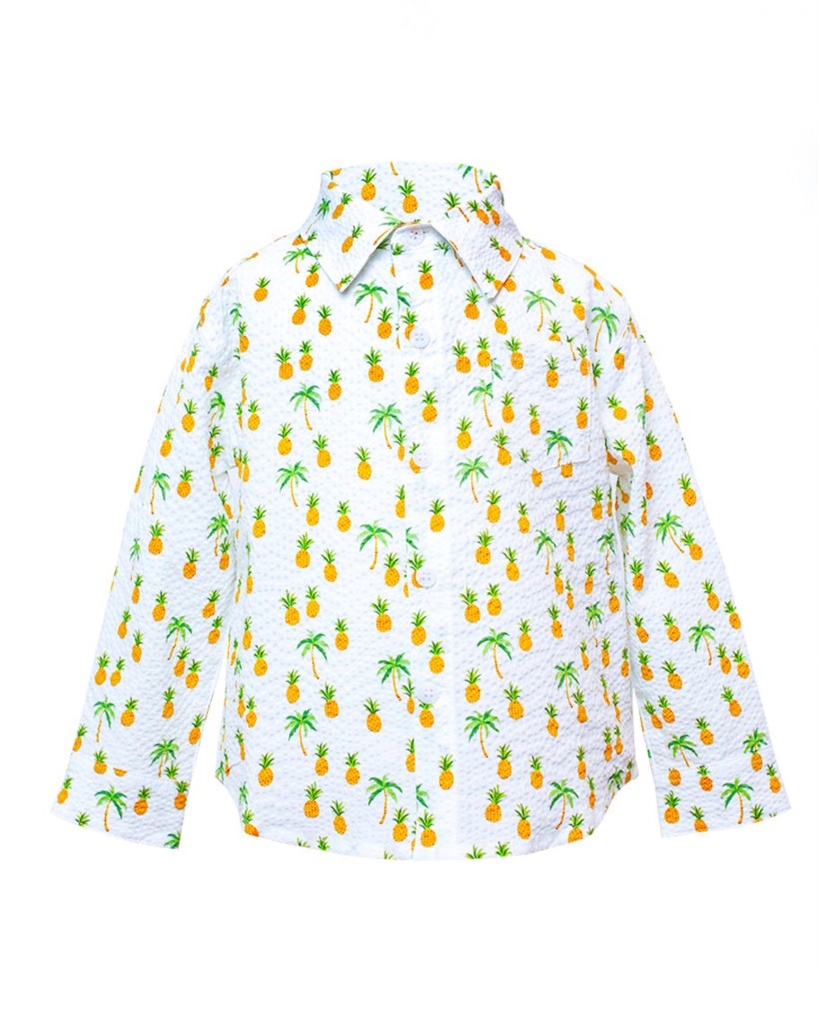 Kids Hopper Hunter | Long Sleeve Shirt | White Pineapples