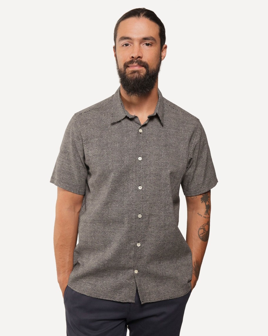 Men 18 Waits Shirts | Short Sleeve Dylan Shirt | Tiny White Dots