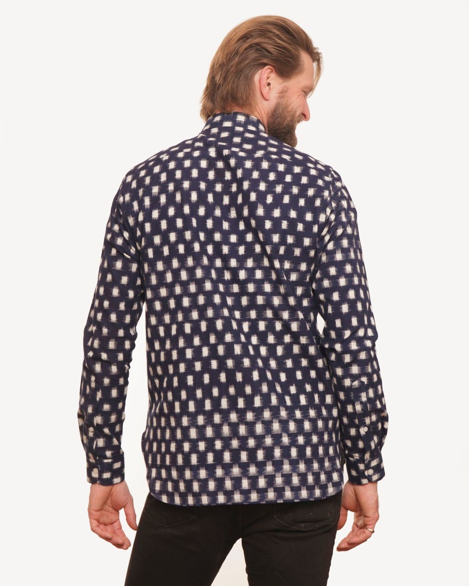 Men 18 Waits Shirts | Long Sleeve Neuwirth Shirt | Navy Tracer Dots