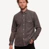 Men 18 Waits Shirts | Long Sleeve Neuwirth Shirt | Dark Grey Herringbone