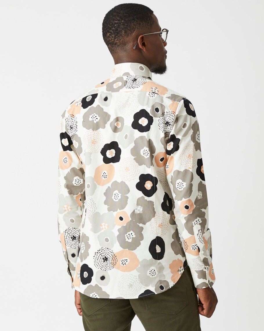 Men 18 Waits Shirts | Long Sleeve Dylan Shirt | Off-White Flowers