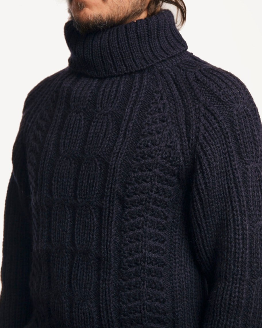 Men 18 Waits Knits | T-Shirts | Knit Turtleneck | Navy Wool