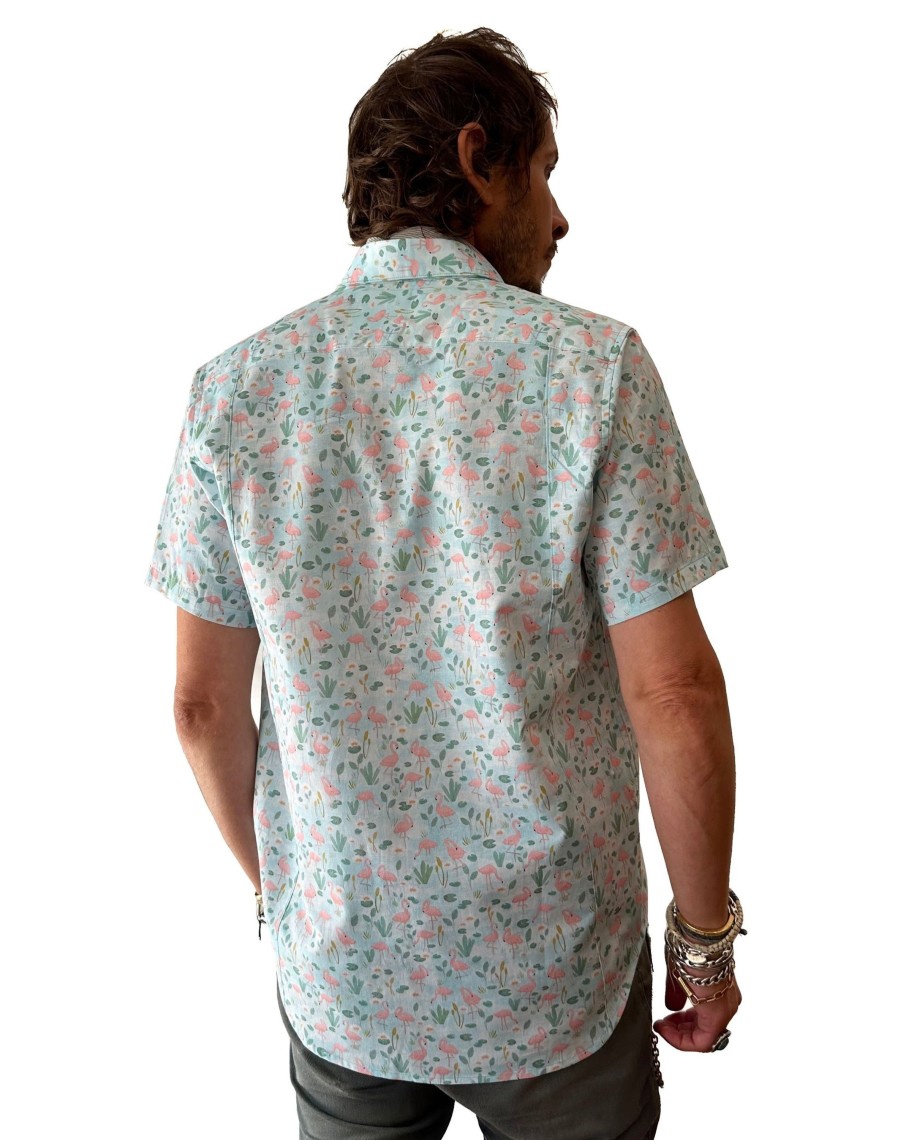 Men 18 Waits Shirts | Short Sleeve Dylan Shirt | Flamingos