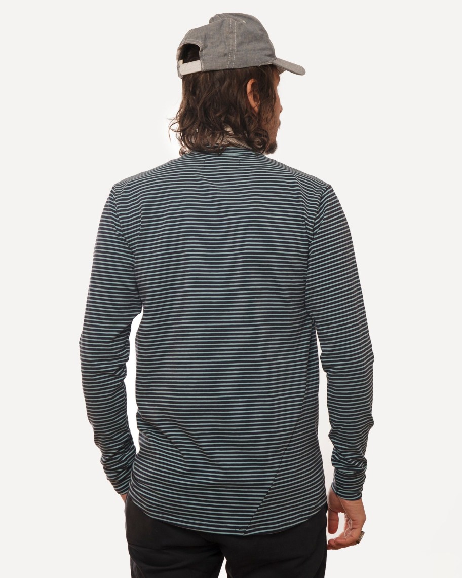 Men 18 Waits Knits | T-Shirts | Long Sleeve Signature T-Shirt | Ocean Stripe