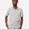 Men 18 Waits Shirts | Short Sleeve Dylan Shirt | Indigo Linen Hatches