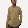 Men 18 Waits Knits | T-Shirts | Heritage Henley | Organic | Khaki Micro Waffle