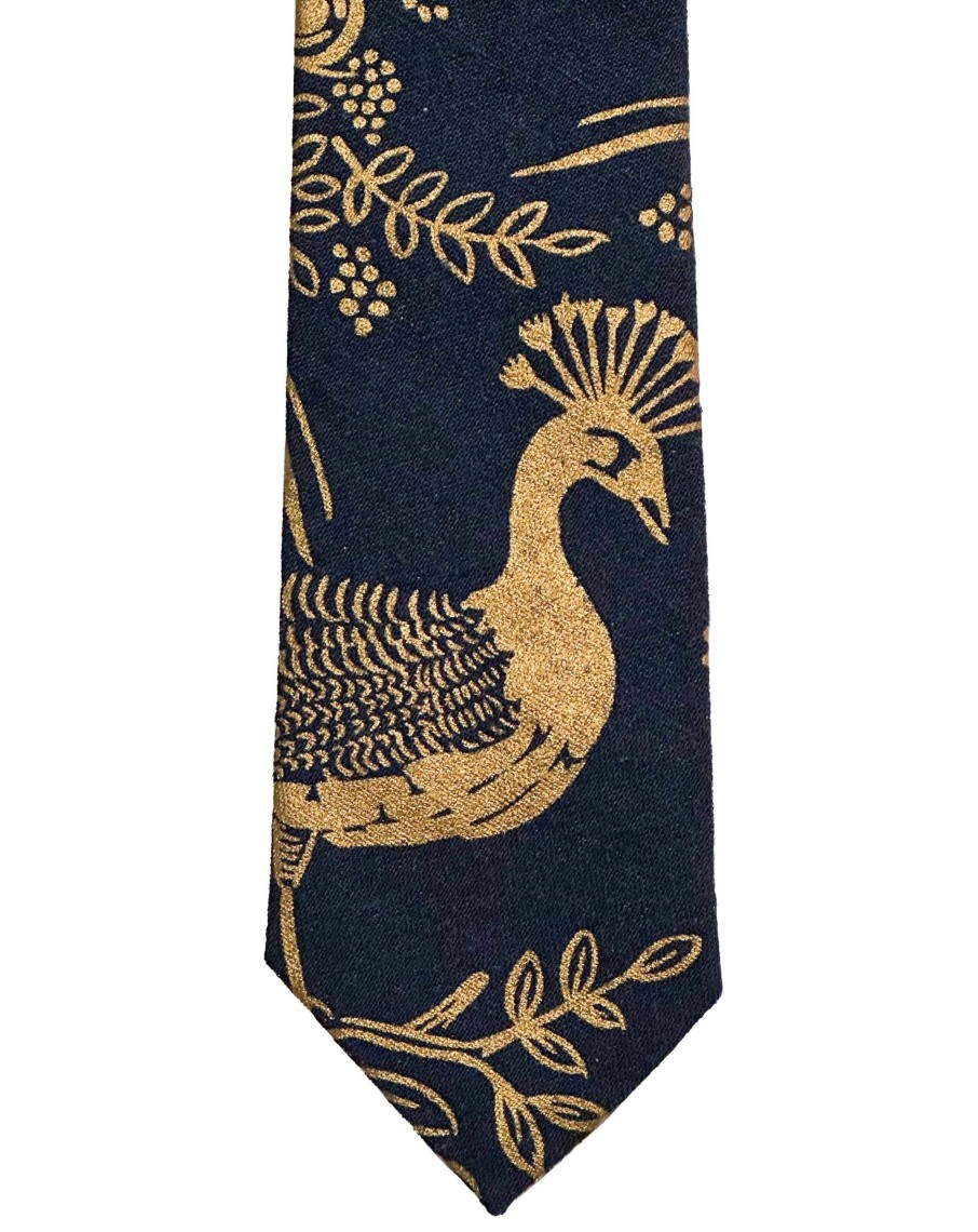 Men 18 Waits Ties & Pocket Squares | The Tie | Navy Peacocks