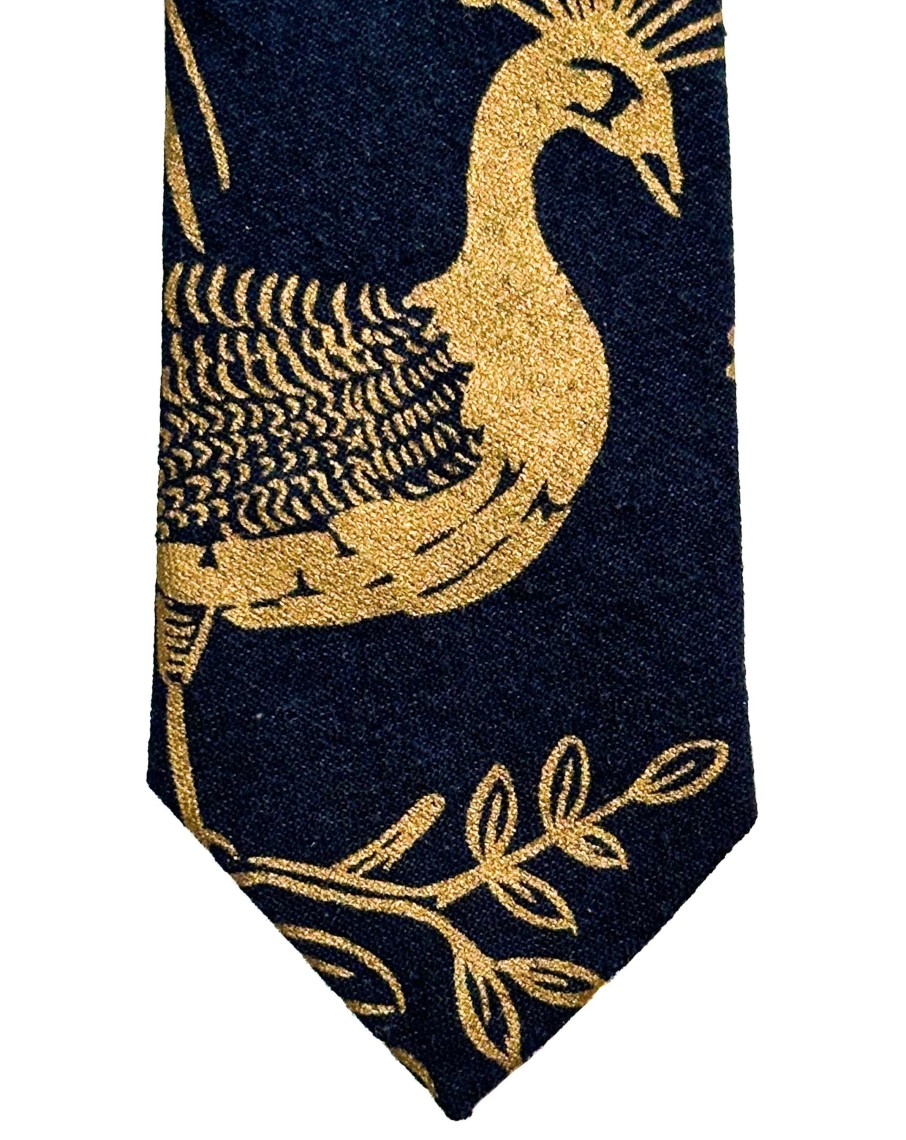 Men 18 Waits Ties & Pocket Squares | The Tie | Navy Peacocks