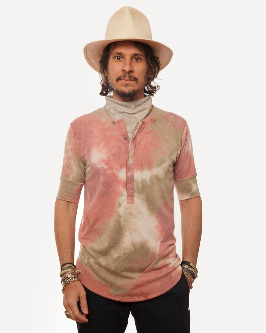 Men 18 Waits Knits | T-Shirts | Hitchhiker Henley | Rose Sage Tie Dye