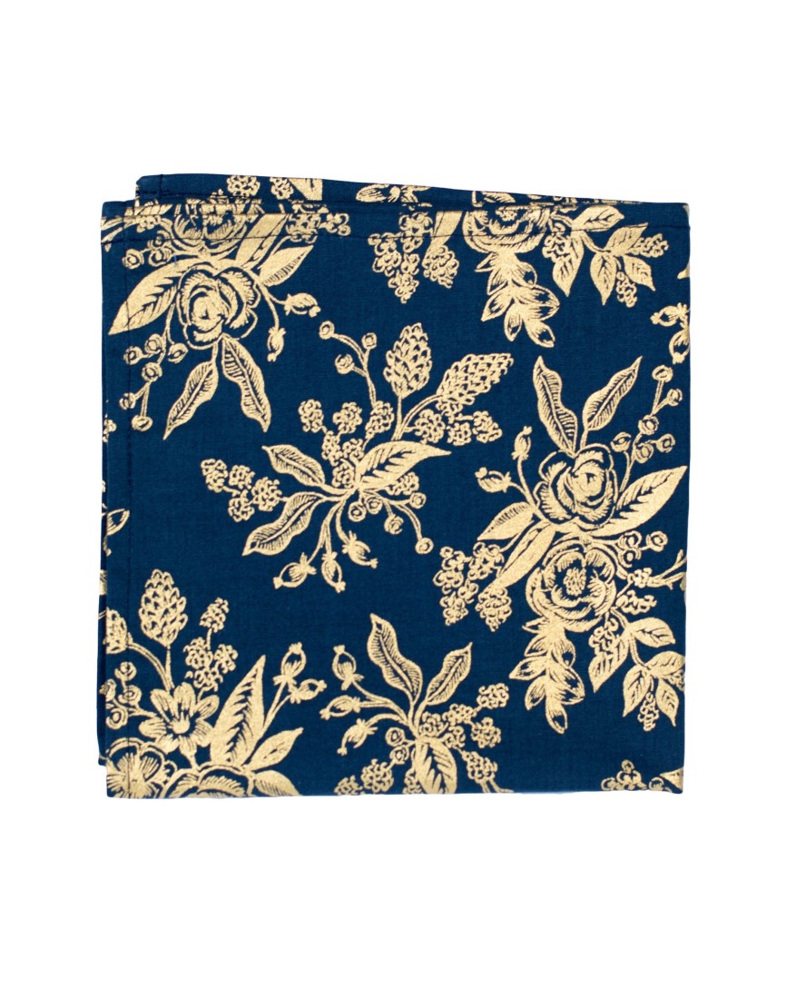 Men 18 Waits Ties & Pocket Squares | Pocket Square | Gold Floral