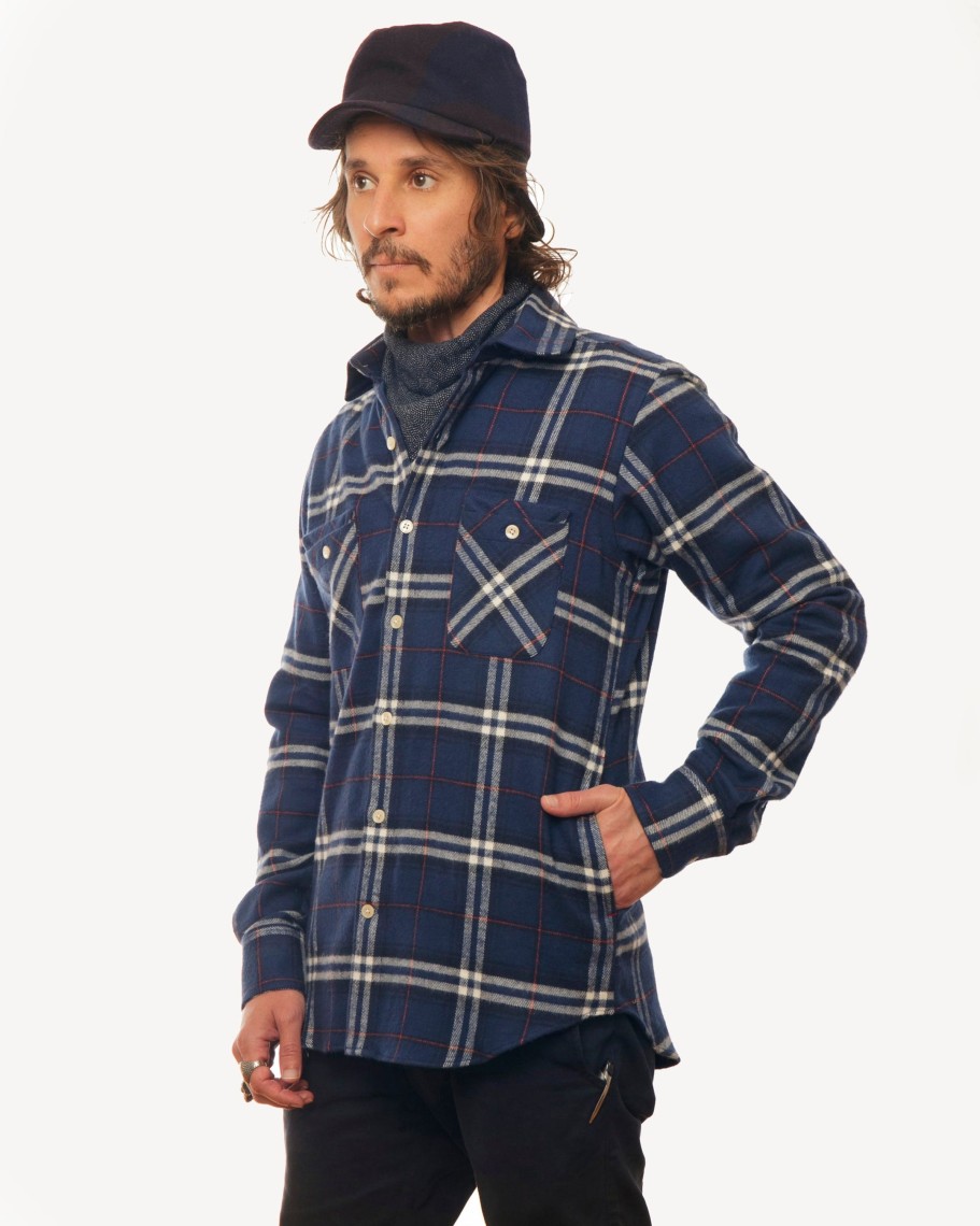 Men 18 Waits Shirts | Woodsman Shirt | Blue Tahoe Flannel