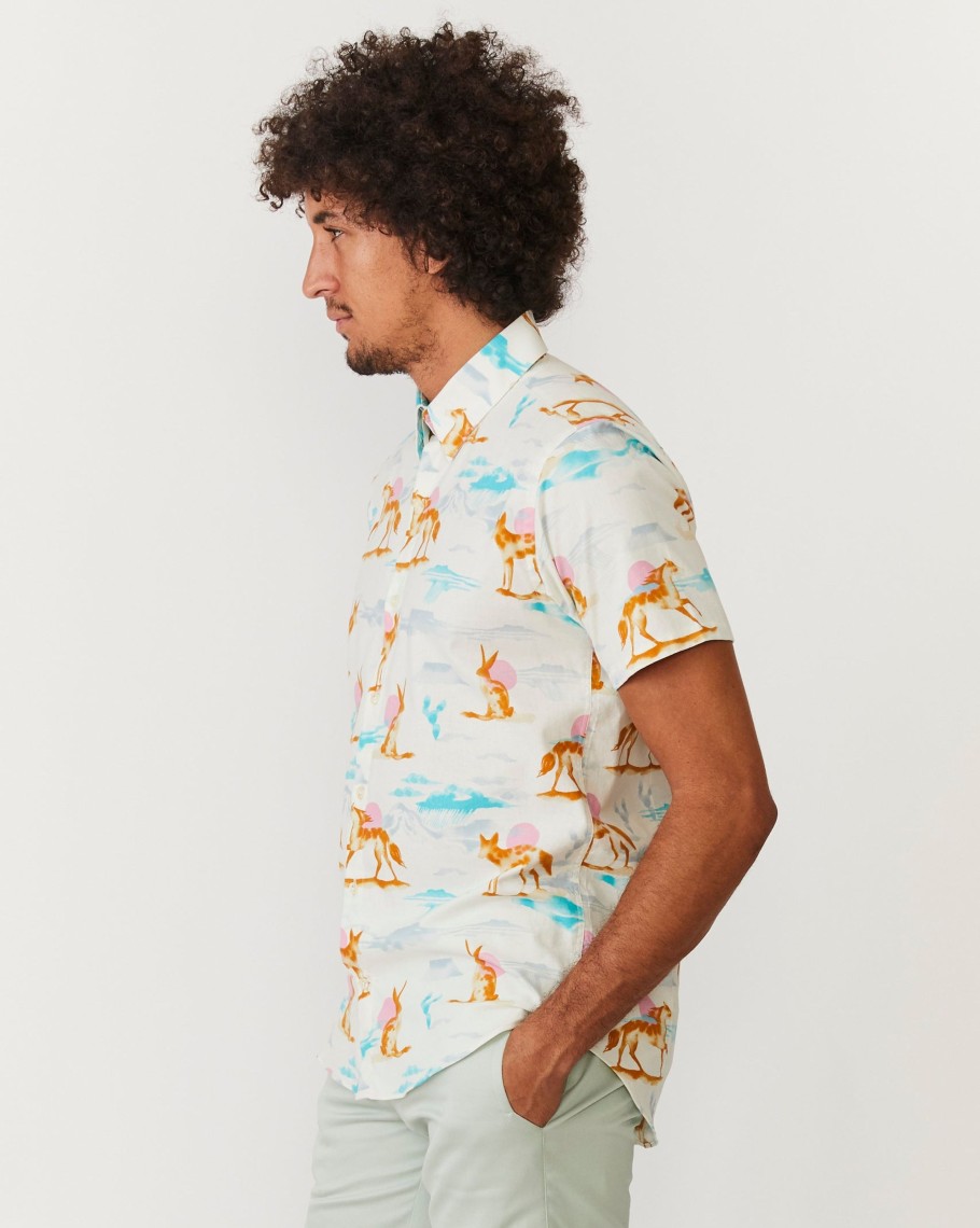 Men 18 Waits Shirts | Short Sleeve Dylan | Pink Wild Horses