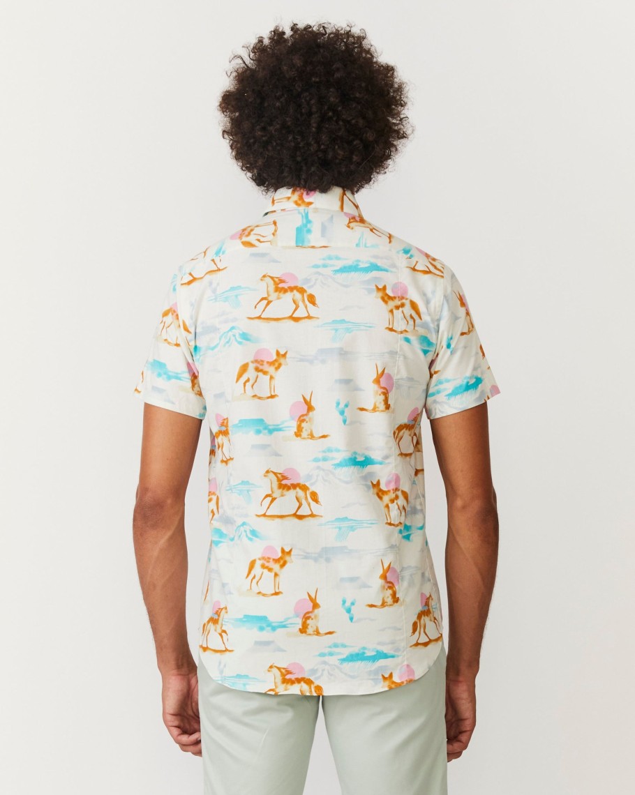 Men 18 Waits Shirts | Short Sleeve Dylan | Pink Wild Horses