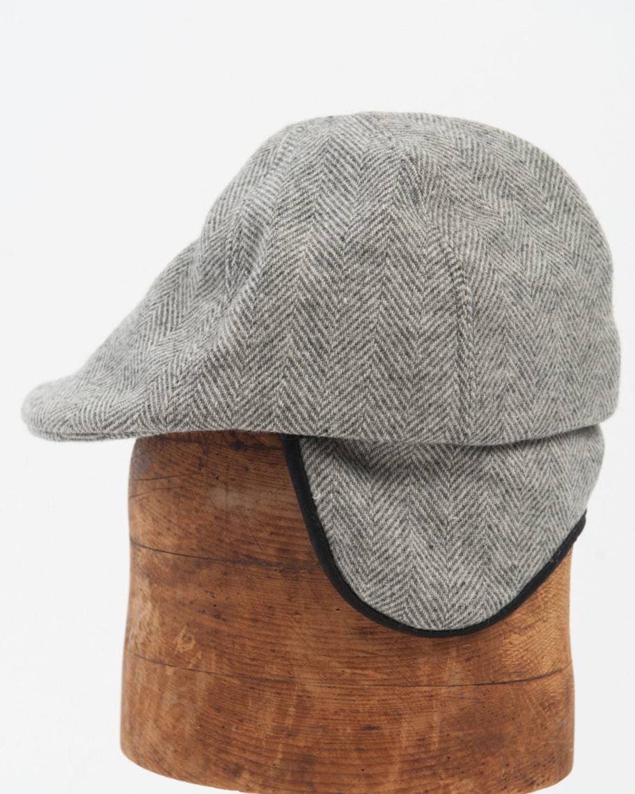 Kids Hopper Hunter | Wool Duckbill Cap | Grey Herringbone Wool