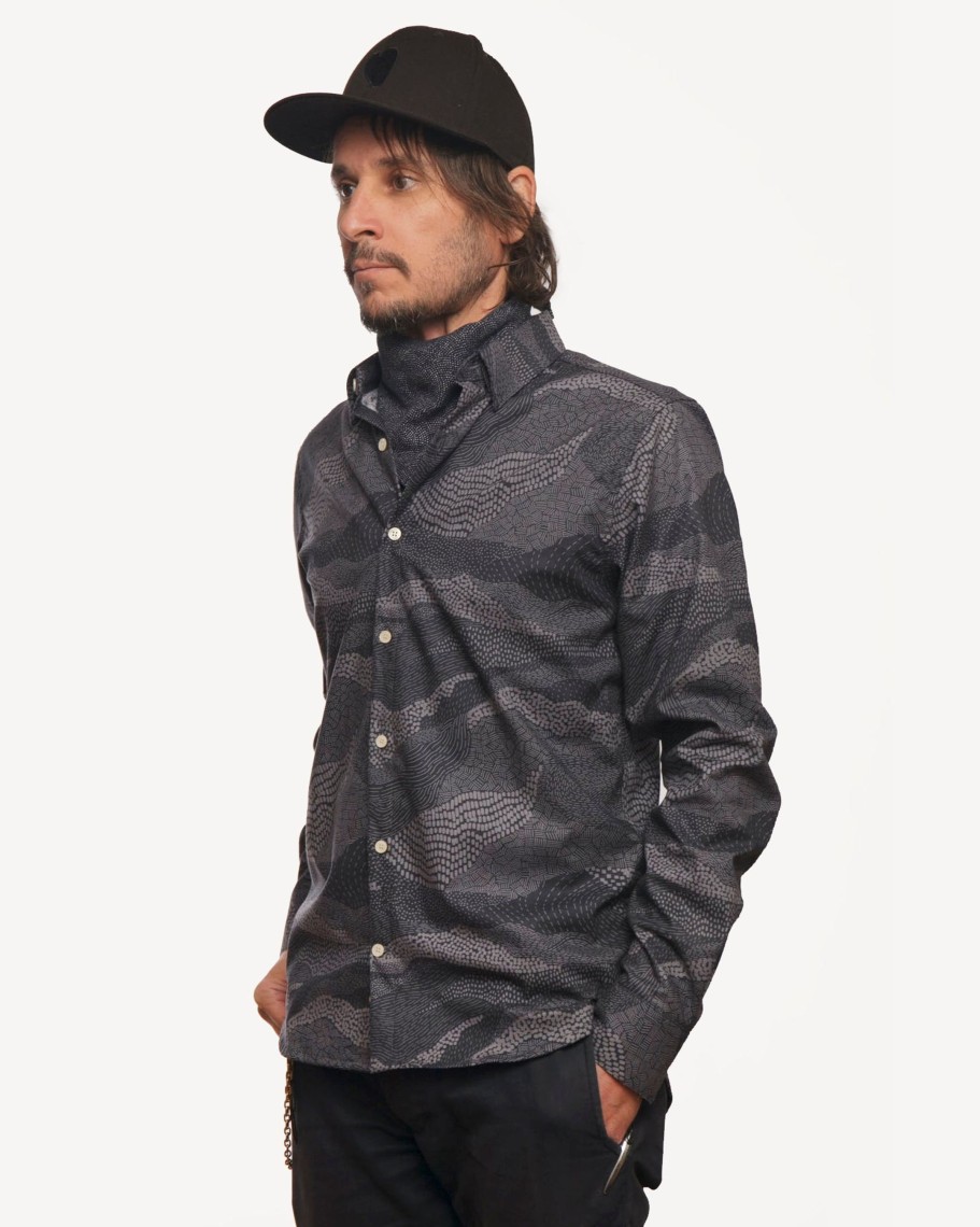 Men 18 Waits Shirts | Long Sleeve Dylan Shirt | Midnight Mountain Range