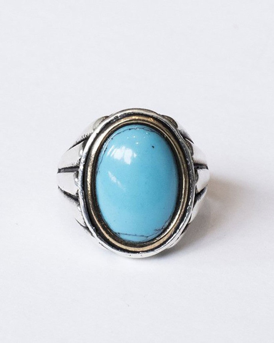 Men 18 Waits Jewelry | Desert Blues Collection | Ribbed Ring In Turquoise