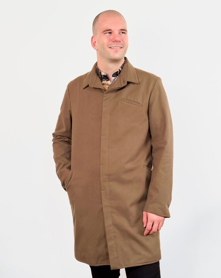 Men 18 Waits Jackets | Classic Trench | Tan Suede Wool