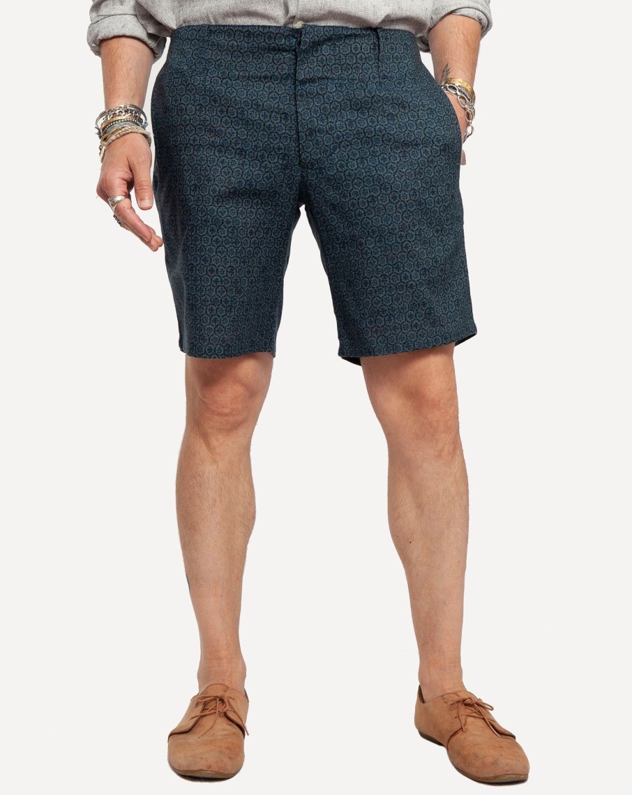 Men 18 Waits Shorts | Signature Shorts | Flower Rounds - Faded Indigo