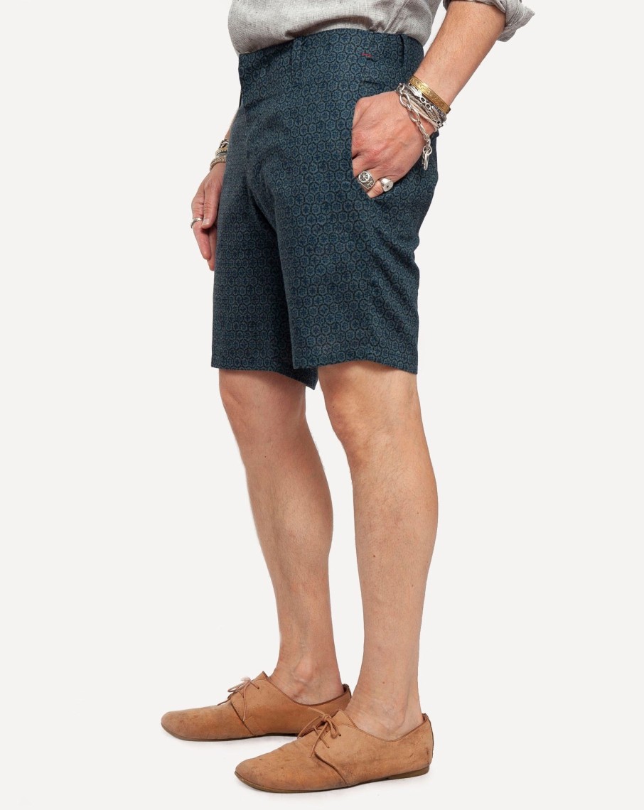 Men 18 Waits Shorts | Signature Shorts | Flower Rounds - Faded Indigo