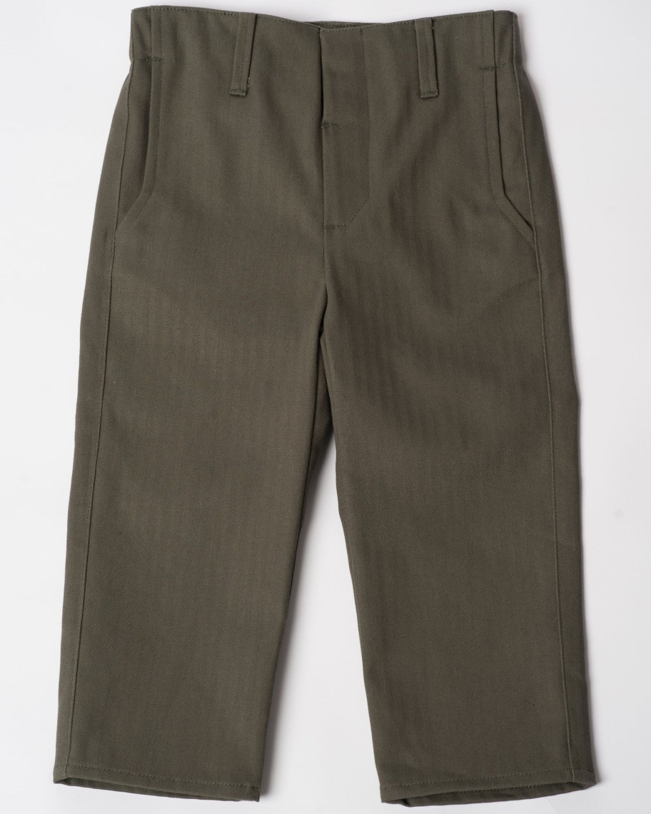 Kids Hopper Hunter | Slim Trouser | Olive Herringbone