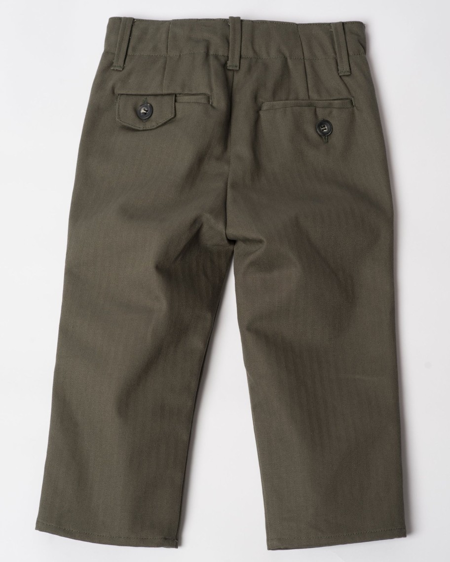 Kids Hopper Hunter | Slim Trouser | Olive Herringbone